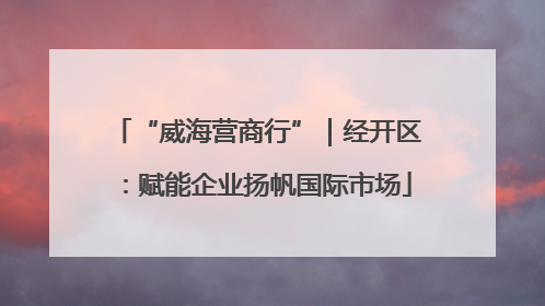 “威海营商行”｜经开区：赋能企业扬帆国际市场