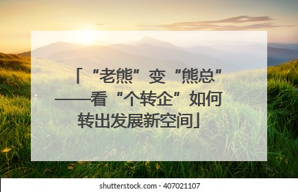 “老熊”变“熊总”——看“个转企”如何转出发展新空间