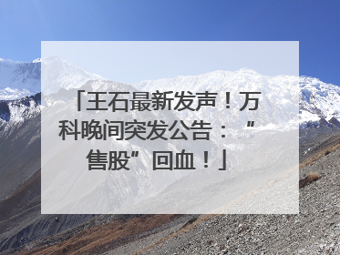 王石最新发声！万科晚间突发公告：“售股”回血！