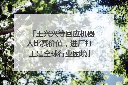 王兴兴等回应机器人比赛价值，进厂打工是全球行业困境