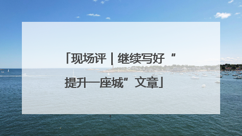 现场评｜继续写好“提升一座城”文章