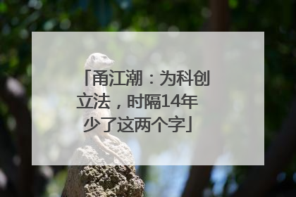甬江潮：为科创立法，时隔14年少了这两个字
