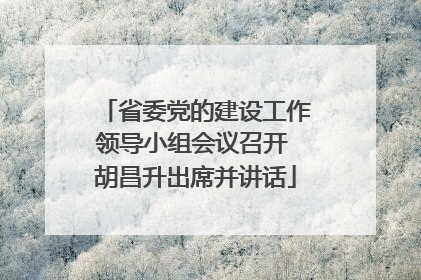 省委党的建设工作领导小组会议召开 胡昌升出席并讲话