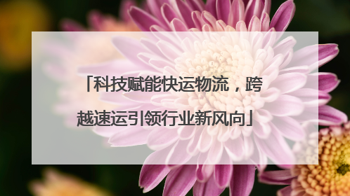 科技赋能快运物流，跨越速运引领行业新风向