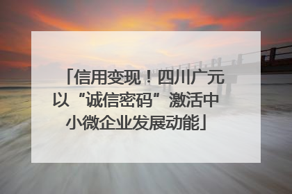 信用变现！四川广元以“诚信密码”激活中小微企业发展动能