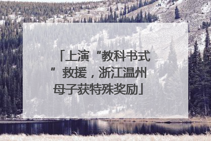 上演“教科书式”救援，浙江温州母子获特殊奖励
