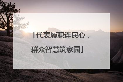 代表履职连民心，群众智慧筑家园
