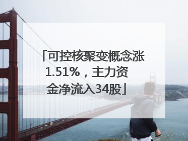 可控核聚变概念涨1.51%，主力资金净流入34股