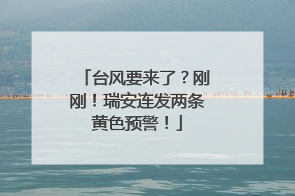 台风要来了？刚刚！瑞安连发两条黄色预警！