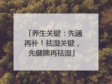 养生关键：先通再补！祛湿关键，先健脾再祛湿