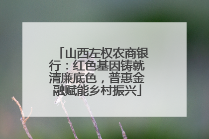 山西左权农商银行：红色基因铸就清廉底色，普惠金融赋能乡村振兴