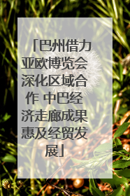 巴州借力亚欧博览会深化区域合作 中巴经济走廊成果惠及经贸发展