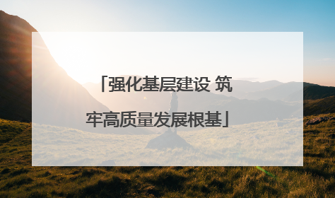 强化基层建设 筑牢高质量发展根基