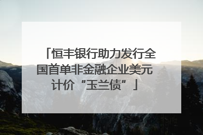 恒丰银行助力发行全国首单非金融企业美元计价“玉兰债”