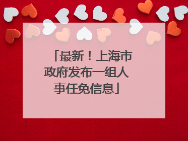 最新！上海市政府发布一组人事任免信息