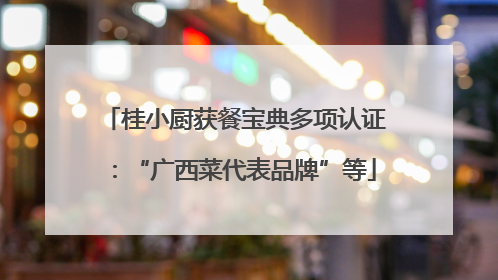 桂小厨获餐宝典多项认证：“广西菜代表品牌”等