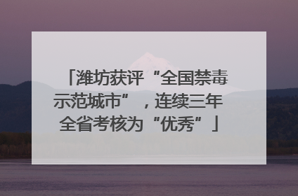 潍坊获评“全国禁毒示范城市”，连续三年全省考核为“优秀”