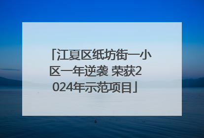 江夏区纸坊街一小区一年逆袭 荣获2024年示范项目