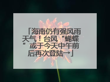 海南仍有强风雨天气！台风“蝴蝶”或于今天中午前后再次登陆→