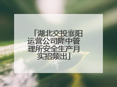 湖北交投襄阳运营公司隆中管理所安全生产月实招频出