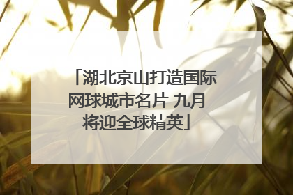 湖北京山打造国际网球城市名片 九月将迎全球精英