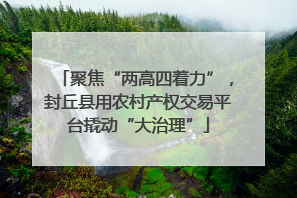 聚焦“两高四着力”，封丘县用农村产权交易平台撬动“大治理”