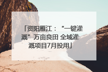 资阳雁江：“一键灌溉”万亩良田 全域灌溉项目7月投用