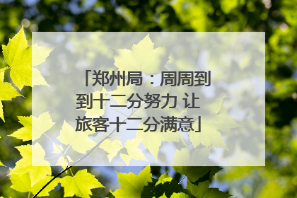 郑州局：周周到到十二分努力 让旅客十二分满意