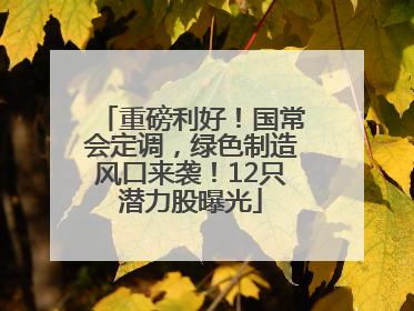 重磅利好！国常会定调，绿色制造风口来袭！12只潜力股曝光
