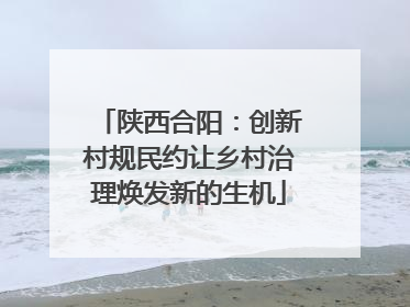 陕西合阳：创新村规民约让乡村治理焕发新的生机