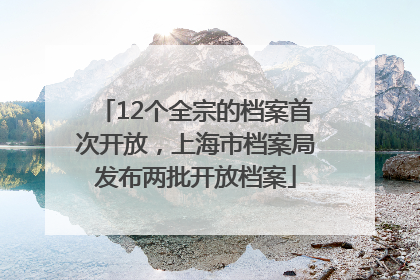 12个全宗的档案首次开放，上海市档案局发布两批开放档案