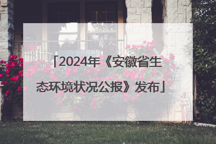 2024年《安徽省生态环境状况公报》发布