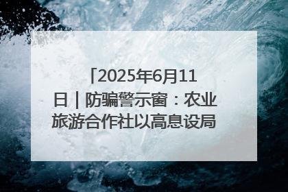 2025年6月11日｜防骗警示窗：农业旅游合作社以高息设局，集资380万